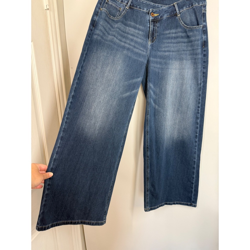 Halara Flex Asymmetric Crossover Waist‎ Baggy Wide Leg Jeans Size L Regular - Picture 6 of 13